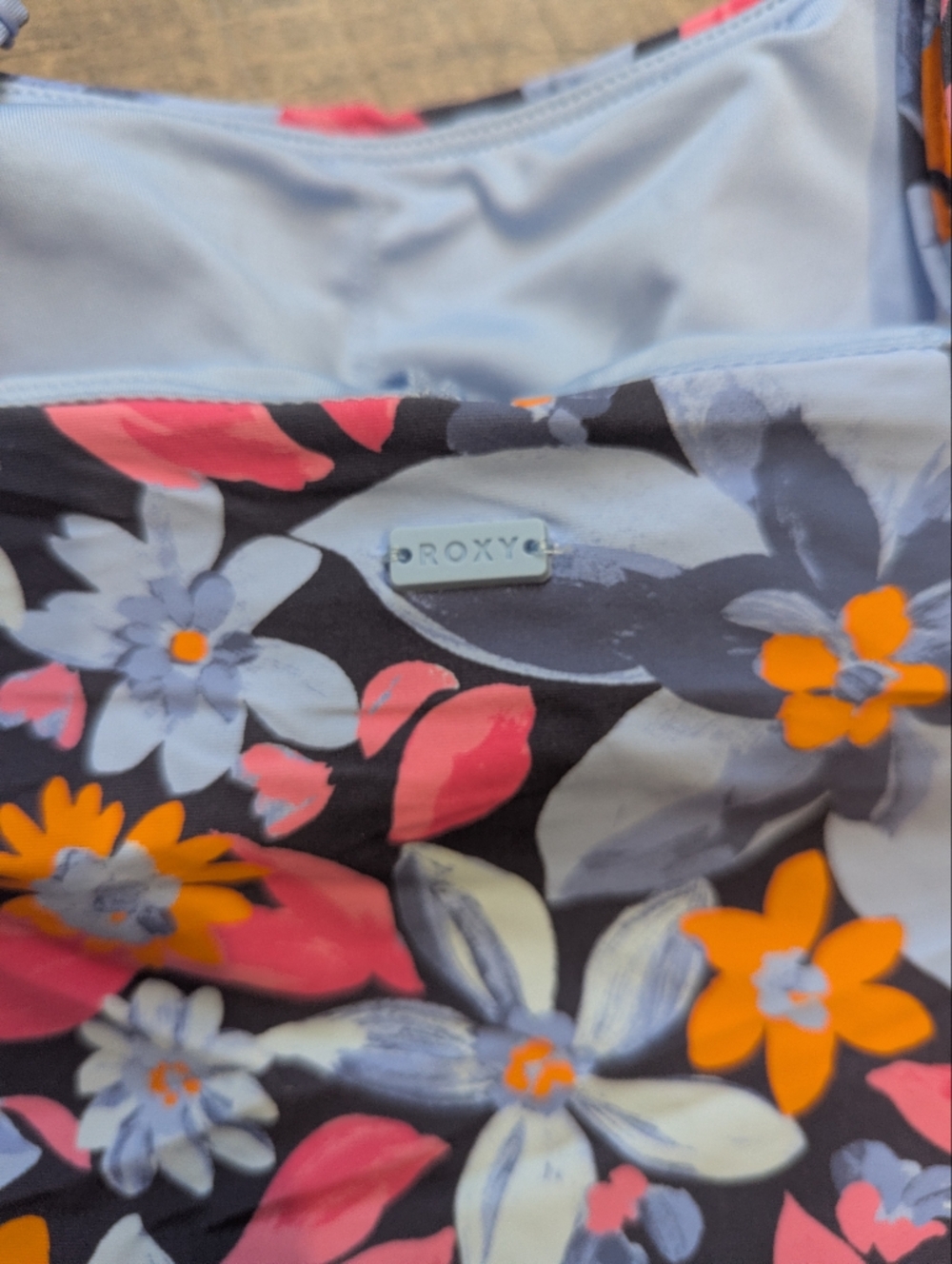 Roxy Floral Bikini Set in Blue, Pink & Orange - Picture 8 of 9